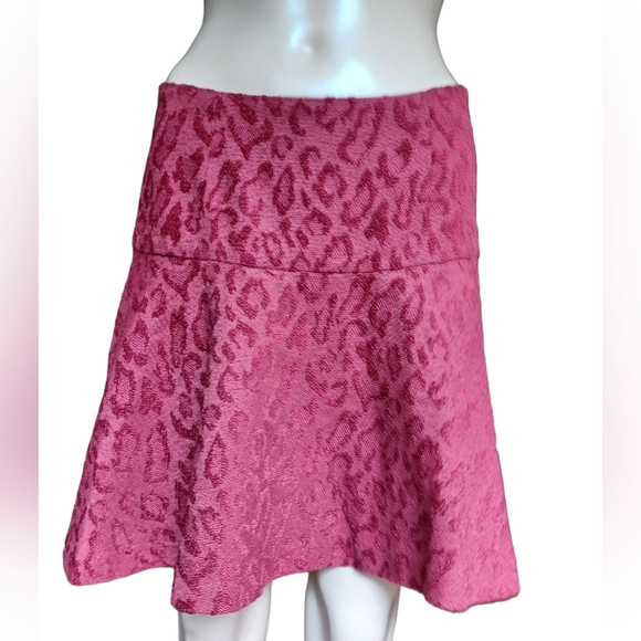 Free People Red Aline Skater Skirt Velvet Size 8 - Picture 7 of 8